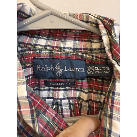 Ralph Lauren Classic Fit Plaid Button Down Shirt Men’s XLT Tall Long Red Green - Picture 5 of 5